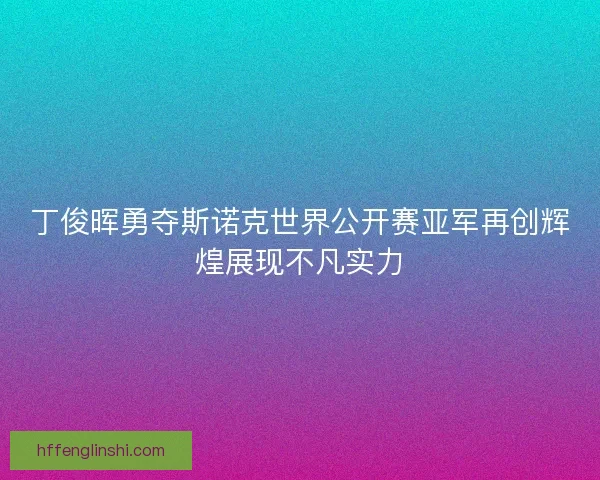 丁俊晖勇夺斯诺克世界公开赛亚军再创辉煌展现不凡实力
