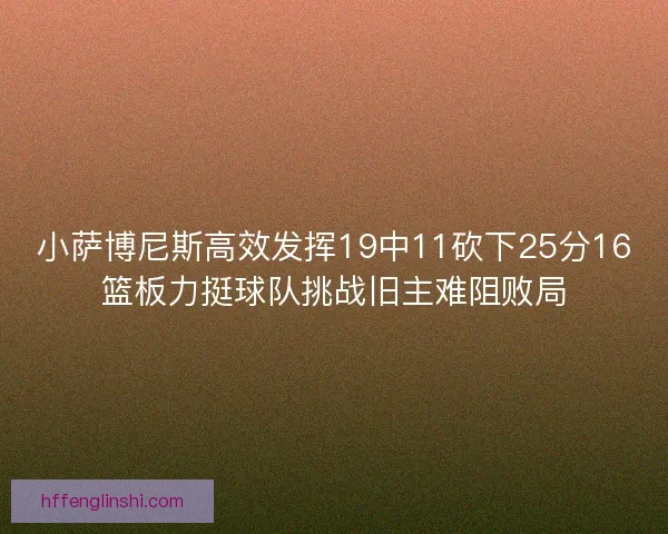 小萨博尼斯高效发挥19中11砍下25分16篮板力挺球队挑战旧主难阻败局